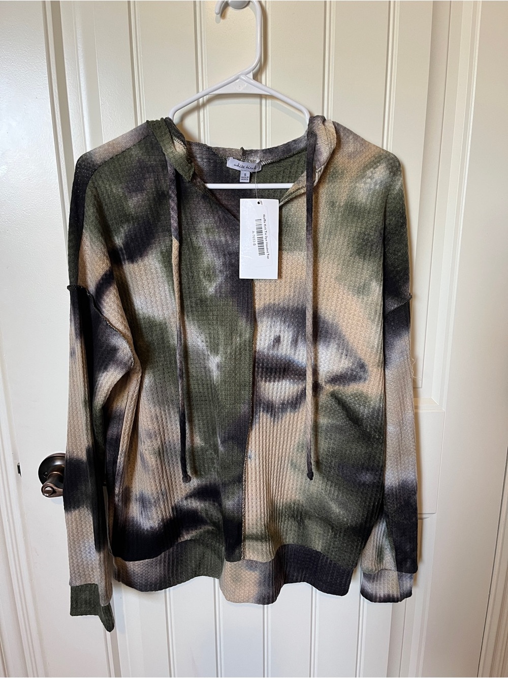 white birch Olive, Tan & Black Tie-Dye Ribbed Hoodie Sweater
